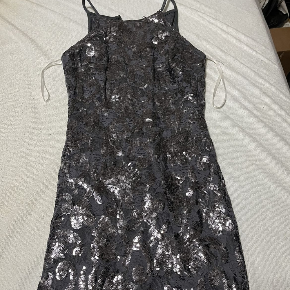 Elegant Gray Sequin Dress